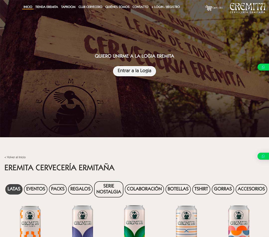 Portafolio desarrollo web: Fábrica de cervezas artesanales - Tienda en línea - Casaeremita.com