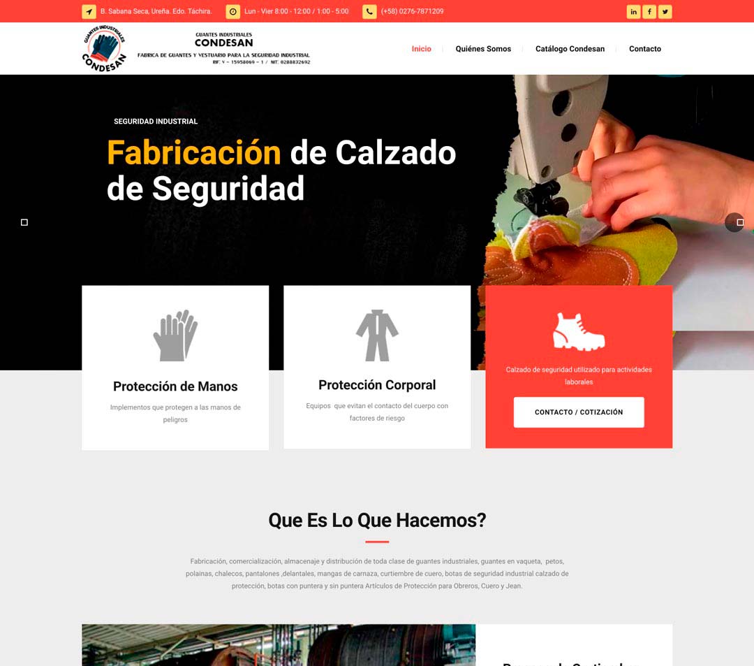 Desarrollo web: Seguridad industrial - Guantescondesan.com
